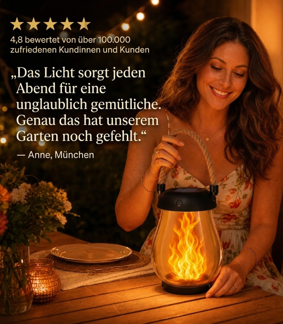 Solar-Laterne mit Flammeneffekt